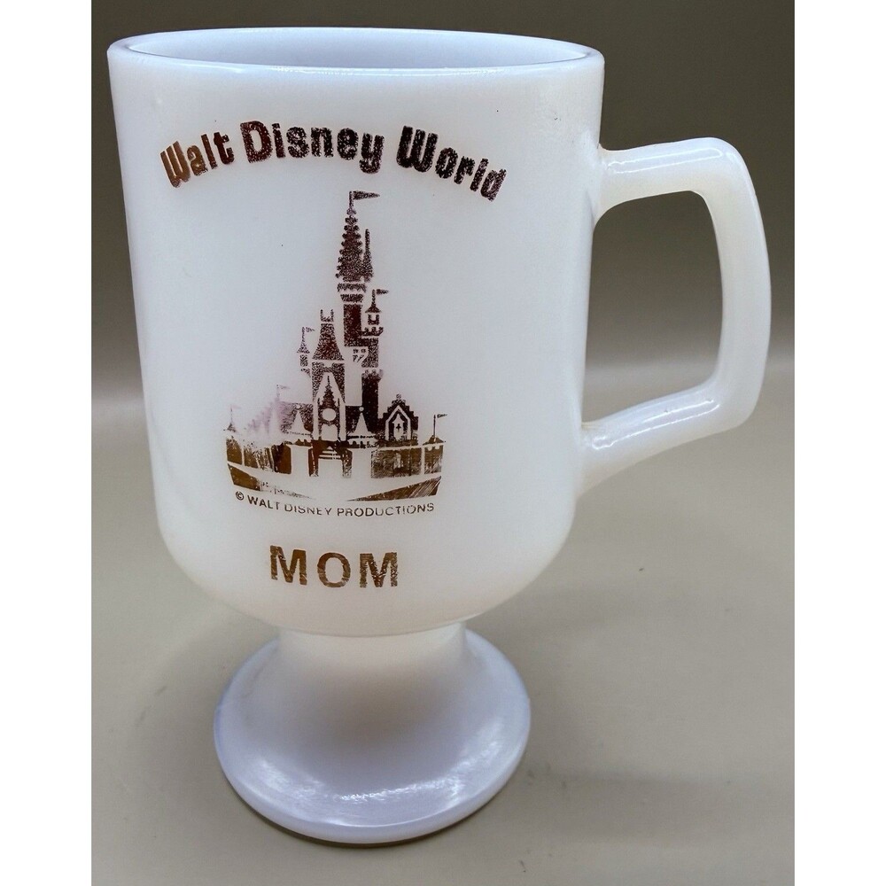 Vintage Walt Disney World "MOM" Milkglass Pedestal Cup Mug